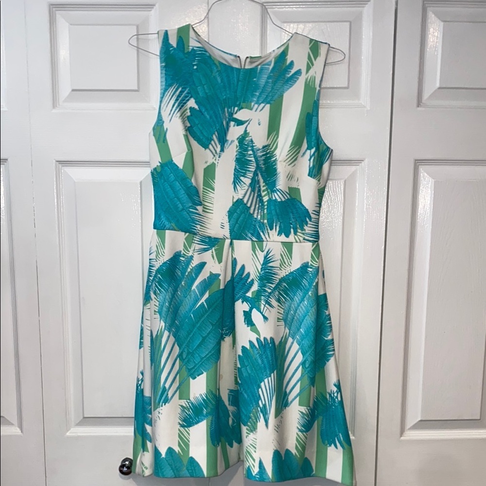 Just...Taylor Aqua and White Patterned Dress